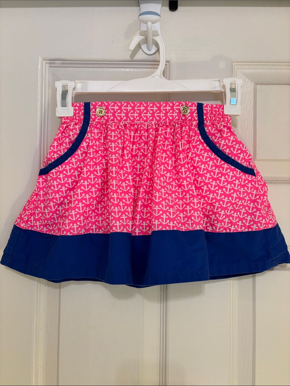 Gymboree Hot Pink Anchor Print Skirt with Blue Trim